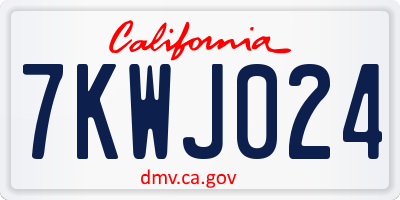 CA license plate 7KWJ024