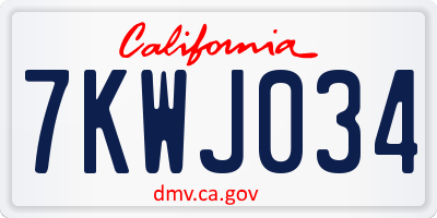CA license plate 7KWJ034