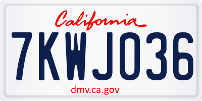 CA license plate 7KWJ036