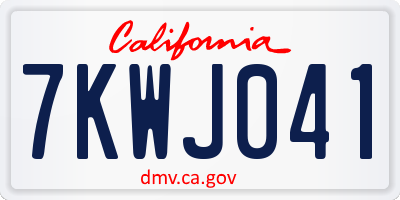 CA license plate 7KWJ041
