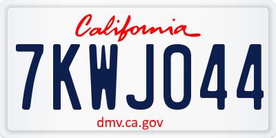 CA license plate 7KWJ044