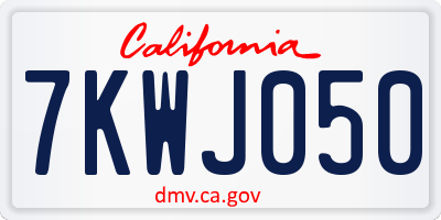 CA license plate 7KWJ050
