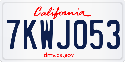 CA license plate 7KWJ053