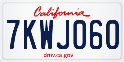 CA license plate 7KWJ060