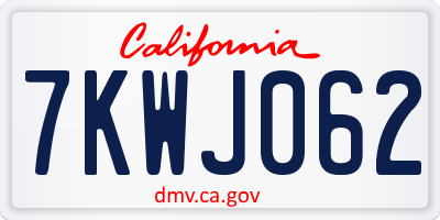 CA license plate 7KWJ062