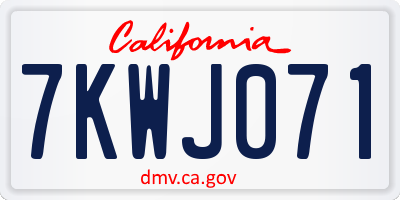 CA license plate 7KWJ071