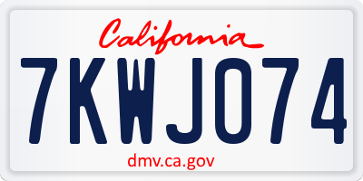 CA license plate 7KWJ074