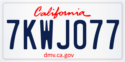CA license plate 7KWJ077