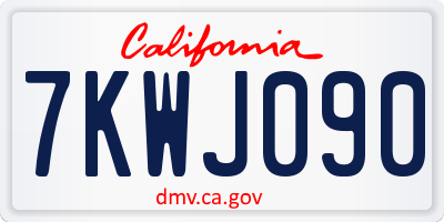 CA license plate 7KWJ090