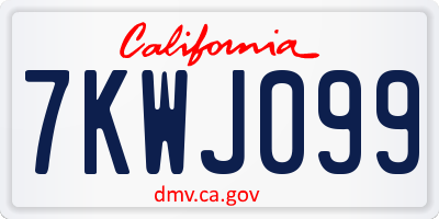 CA license plate 7KWJ099