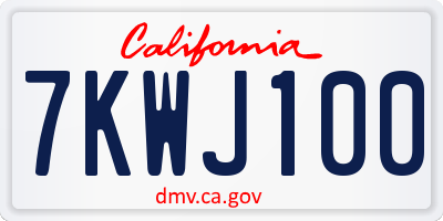 CA license plate 7KWJ100