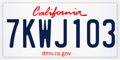 CA license plate 7KWJ103