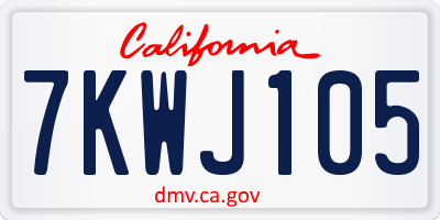 CA license plate 7KWJ105