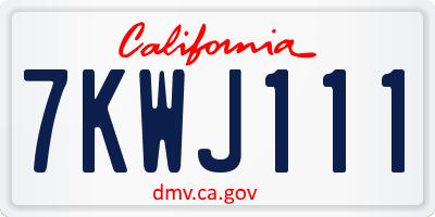 CA license plate 7KWJ111
