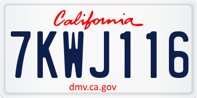 CA license plate 7KWJ116