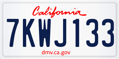 CA license plate 7KWJ133