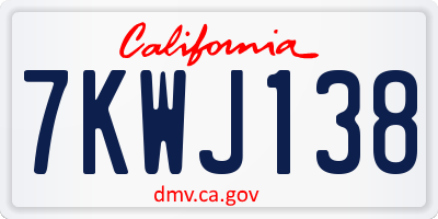 CA license plate 7KWJ138