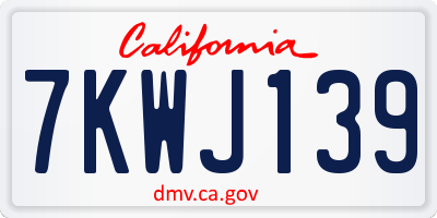 CA license plate 7KWJ139