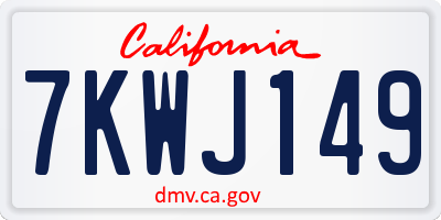 CA license plate 7KWJ149