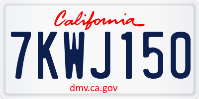 CA license plate 7KWJ150
