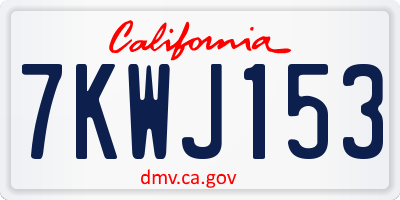 CA license plate 7KWJ153