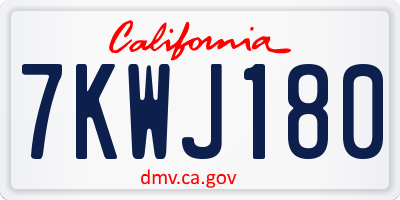 CA license plate 7KWJ180