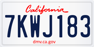 CA license plate 7KWJ183