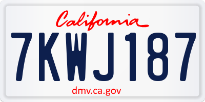 CA license plate 7KWJ187
