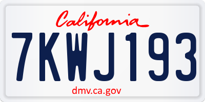 CA license plate 7KWJ193