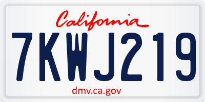 CA license plate 7KWJ219