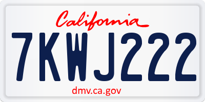 CA license plate 7KWJ222