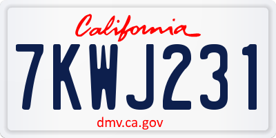 CA license plate 7KWJ231