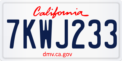 CA license plate 7KWJ233