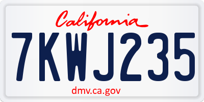 CA license plate 7KWJ235