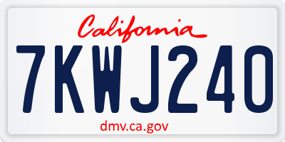 CA license plate 7KWJ240