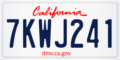 CA license plate 7KWJ241