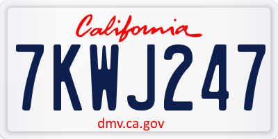 CA license plate 7KWJ247