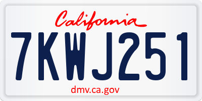 CA license plate 7KWJ251