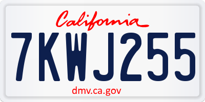 CA license plate 7KWJ255