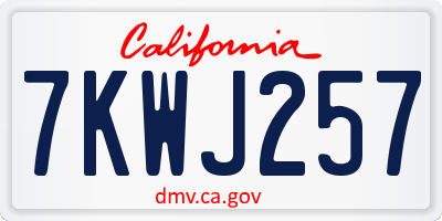 CA license plate 7KWJ257