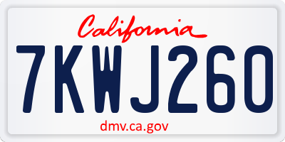 CA license plate 7KWJ260