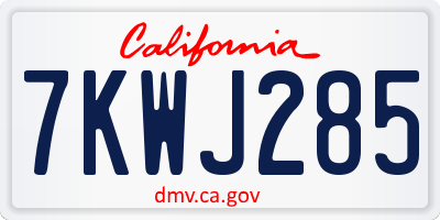 CA license plate 7KWJ285