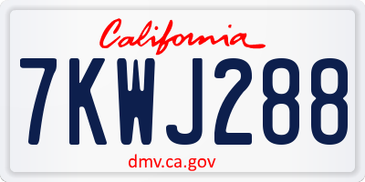 CA license plate 7KWJ288