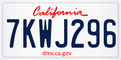 CA license plate 7KWJ296