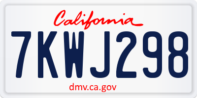 CA license plate 7KWJ298