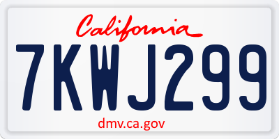 CA license plate 7KWJ299