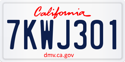 CA license plate 7KWJ301