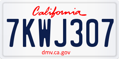CA license plate 7KWJ307