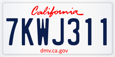 CA license plate 7KWJ311