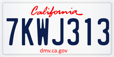 CA license plate 7KWJ313